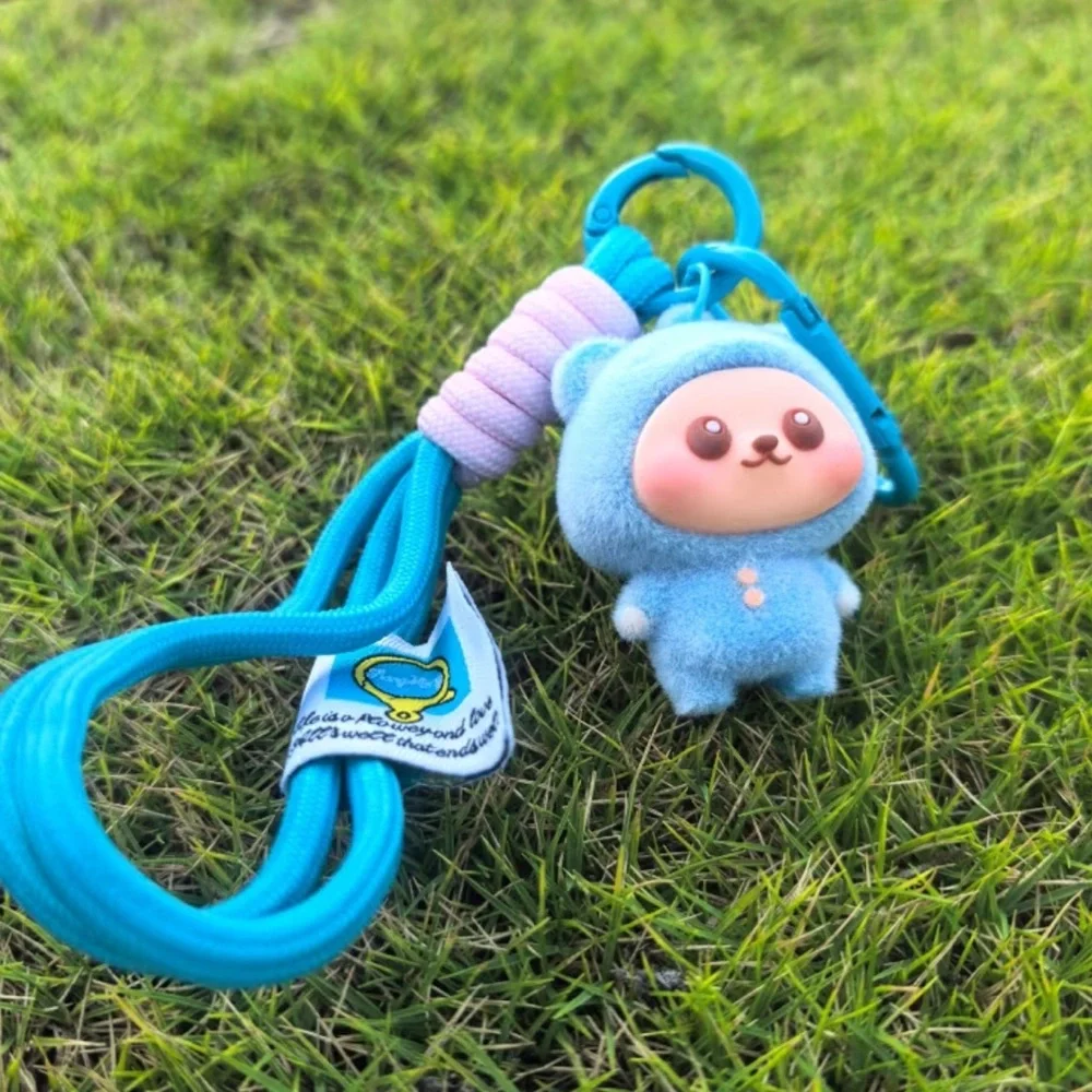 Cute Lububu Style Keychain with Blue Accents